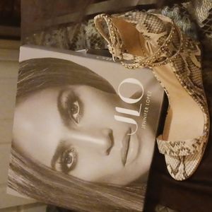Jlo wedge strap open toe leopard print heel